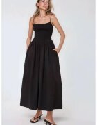 HiCCUP Rochie maxi - forma de A - guler patrat - neagra - textil
