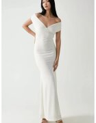 HiCCUP Rochie maxi - guler in forma de inima - design texturat - alb