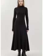 HiCCUP Rochie maxi - guler inalt texturat - negru - jerseu