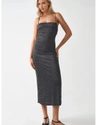 HiCCUP Rochie maxi guler patrat - detalii din dantela - neagra - jerseu