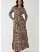 HiCCUP Rochie maxi - guler rotund - imprimeu - maro