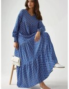HiCCUP Rochie maxi imprimeu - albastra - viscoza