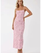 HiCCUP Rochie maxi - imprimeu - decolteu patrat - roz - tul