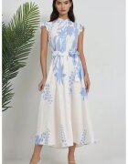HiCCUP Rochie maxi - imprimeu floral - albastru - material textil