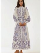 HiCCUP Rochie maxi - imprimeu - maneci lungi - multicolor - textil