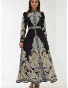 HiCCUP Rochie Maxi - imprimeu textil - Negru - Negru