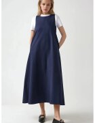 HiCCUP Rochie maxi - in forma de A - fara maneci - guler rotund - albastra - textil