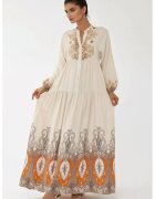 HiCCUP Rochie maxi - maneca lunga - bej - textil
