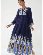 HiCCUP Rochie maxi maneca lunga - bleumarin - viscoza