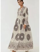 HiCCUP Rochie maxi - maneca lunga - imprimeu - bej - viscoza