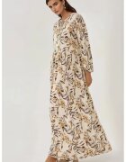HiCCUP Rochie maxi maneca lunga - imprimeu floral - bej - viscoza