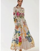 HiCCUP Rochie maxi - maneca lunga - imprimeu - multicolor - textil
