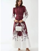 HiCCUP Rochie maxi maneca lunga - imprimeu - rosu - textil