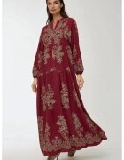 HiCCUP Rochie maxi - maneca lunga - imprimeu - rosu - viscoza