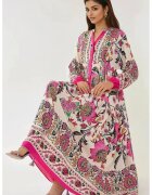 HiCCUP Rochie maxi maneca lunga - imprimeu - roz - viscoza