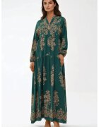 HiCCUP Rochie maxi - maneca lunga - verde - viscoza