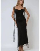 HiCCUP Rochie maxi mulata guler inima - volane - neagra