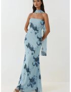 HiCCUP Rochie maxi mulata imprimeu floral - albastru glaciar - tul