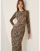 HiCCUP Rochie maxi - mulata - maneca lunga - model animal - maro