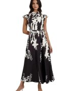 HiCCUP Rochie maxi - Negru/Alb - Textil
