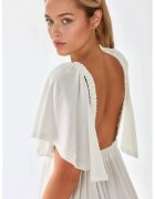 HiCCUP Rochie maxi - texturata - decolteu in V - forma de A - alb - textil