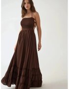 HiCCUP Rochie maxi - texturata - decolteu patrat - maro - jerseu