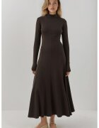 HiCCUP Rochie maxi - texturata - guler inalt - maro - bumbac