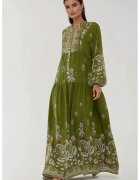 HiCCUP Rochie maxi - verde/alb - viscoza