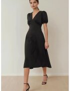 HiCCUP Rochie Midi - A-Form - decolteu in V - neagra - crep
