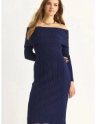 HiCCUP Rochie Midi - Albastru marin - Tricot -