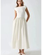 HiCCUP Rochie midi contrastanta - eleganta - bej - textil