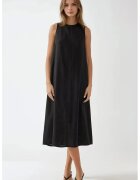 HiCCUP Rochie midi - fara maneci - guler rotund - neagra - din bumbac amestecat cu in
