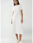 HiCCUP Rochie midi guler rotund - maneca scurta - alb - jerseu