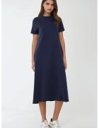 HiCCUP Rochie midi guler rotund - maneca scurta - bleumarin - jerseu