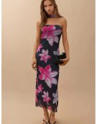 HiCCUP Rochie midi - imprimeu floral - slim fit - roz - jerseu
