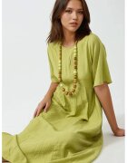 HiCCUP Rochie midi - linie A - guler rotund - verde masliniu - material textil