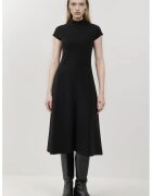 HiCCUP Rochie midi - model mireasa - guler inalt - maneca scurta - negru - textil