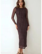 HiCCUP Rochie midi mulata in carouri - culoare maro - material textil