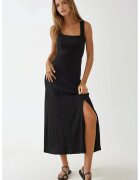 HiCCUP Rochie midi texturata - guler patrat - neagra - tricot