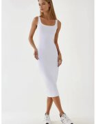 HiCCUP Rochie midi - texturata - mulata - Alb - jerseu