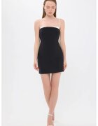 HiCCUP Rochie mini - bretele fine - detalii elegante - negru - textil