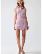 HiCCUP Rochie mini cu dungi - guler camasa - roz - textil