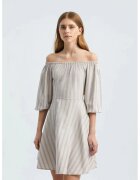 HiCCUP Rochie mini - cu dungi - umeri goi - violet - textil