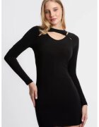 HiCCUP Rochie mini - cu guler rotund - decupata - neagra - jerseu