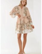 HiCCUP Rochie mini - decolteu in V - curea - roz - textil