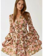 HiCCUP Rochie mini - decolteu in V - imprimeu floral - multicolor - textil