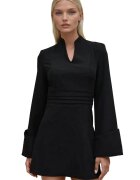 HiCCUP Rochie mini - decolteu in V - maneci lungi - textil - Negru
