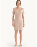 HiCCUP Rochie mini - decolteu patrat - maneca scurta - bej - textil
