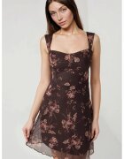 HiCCUP Rochie mini - din tul cu imprimeu - decolteu inima - maro