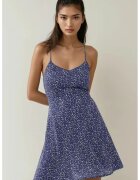 HiCCUP Rochie mini - floral - decolteu in V - albastru - jerseu